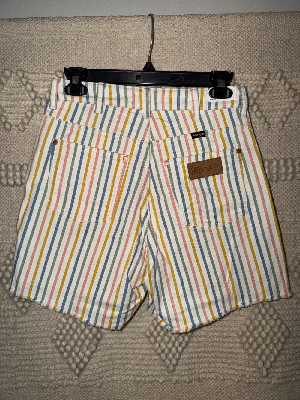 Wrangler White Multi-Color Vertical Stripe Jean Shorts